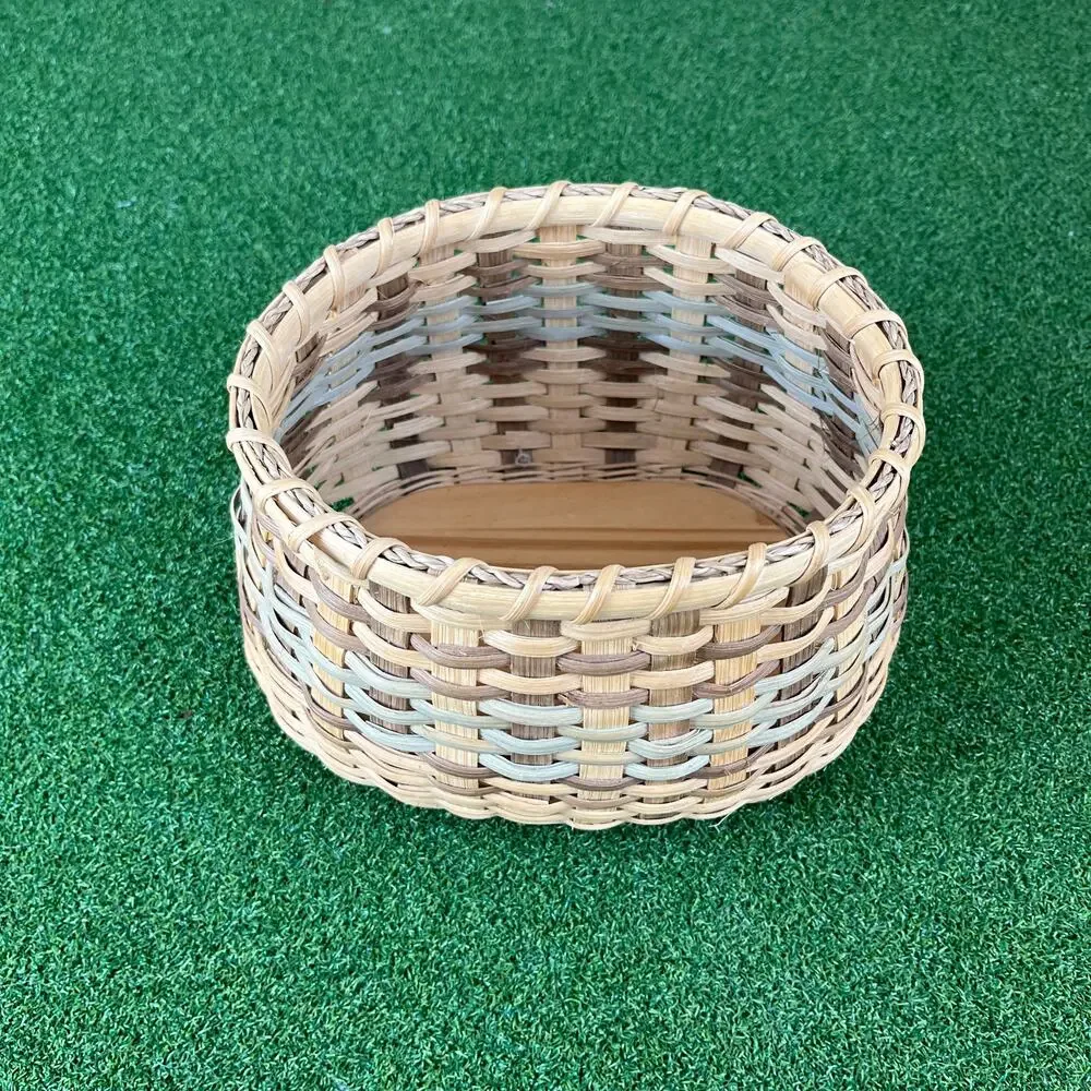 Vintage Oval Handcrafted Wooden Base Woven Storage Basket